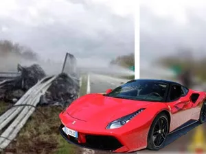 Accident cumplit la 200 km/h. Au zburat spre moarte cu un Ferarri GTC4 Lusso. 2 oameni, carbonizați - Foto: torino.corriere.it - Colaj