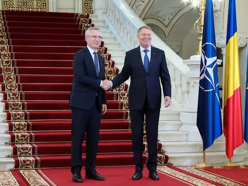 Președintele Iohannis l-a primit la Cotroceni pe secretarul general al NATO, Jens Stoltenberg. / Foto: captură video