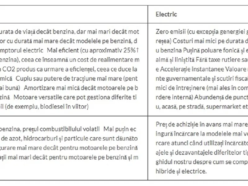 avantaje si dezavantaje masini Foto: captură asociatiaenergieinteligenta.ro