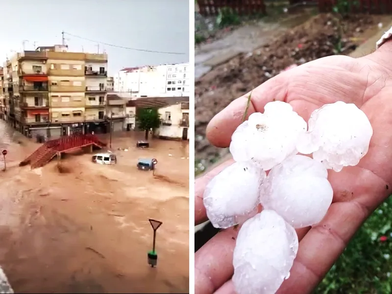 VIDEO Mașini cufundate în apă, grindină cât oul în România și Bulgaria, orașe luate de apă în Spania - Foto: FB