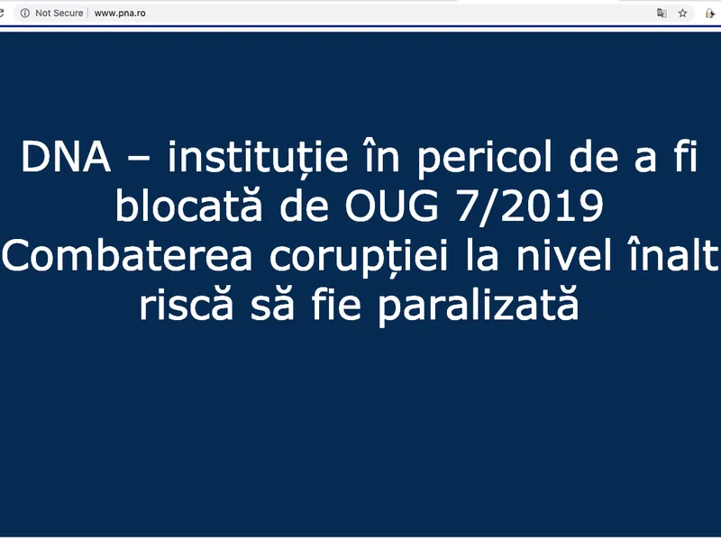 Pagina de deschidere a site-ului DNA/FOTO: pna.ro