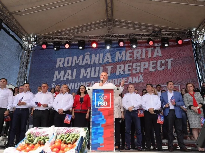 Dragnea a comandat un miting doar cu pesediști la Târgoviște și Poliția a respectat ordinul șefului/FOTO: Facebook.com