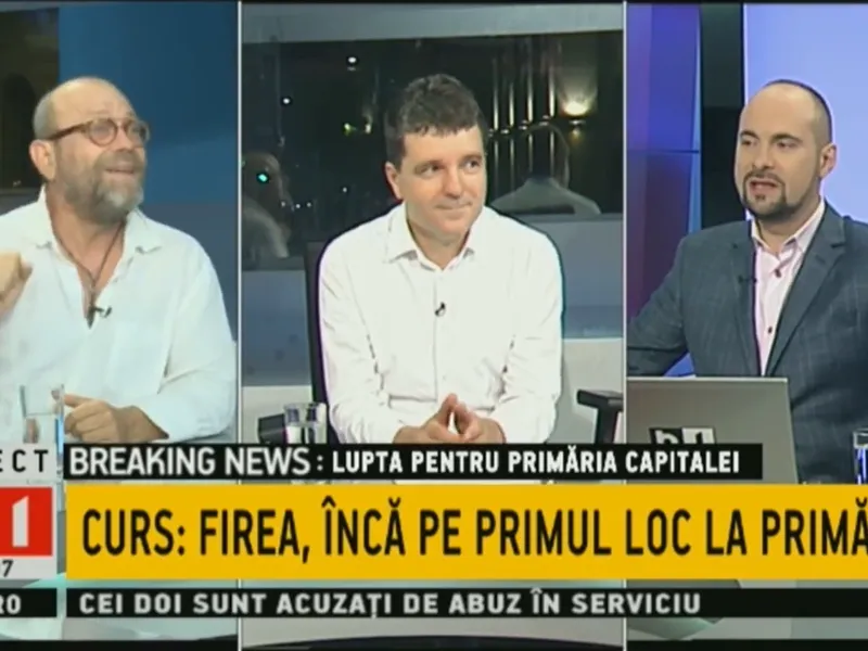 Nicușor Dan într-o emisiune Tv cu prietenul Liviu Mihaiu. Sursă foto: captură video B1 TV