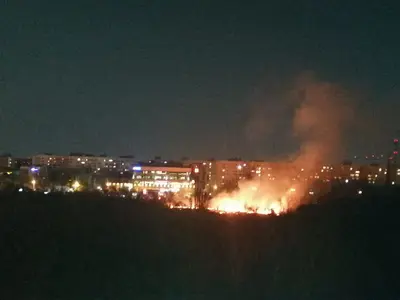 Incendiu de vegetaţie în Parcul IOR - Foto: FacebooklChesaru Razvan