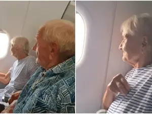 Reacția a doi bunici care au zburat cu avionul pentru prima dată. Nepotul le-a făcut o surpriză - Foto: Captura video