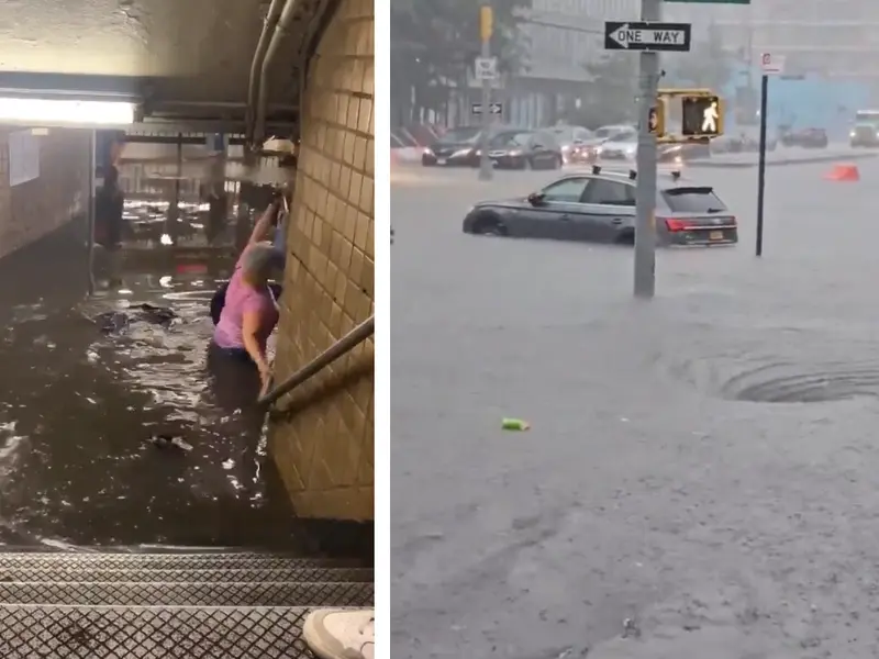 S-au rupt norii în NY. S-au format ochiuri de apă pe stadă. Metroul e „o peșteră indundată” - Foto: Twitter/@BluesWaltair