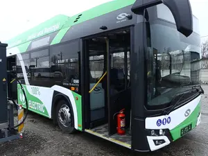 Autobuz electric Solaris în Craiova. / Foto: captură video