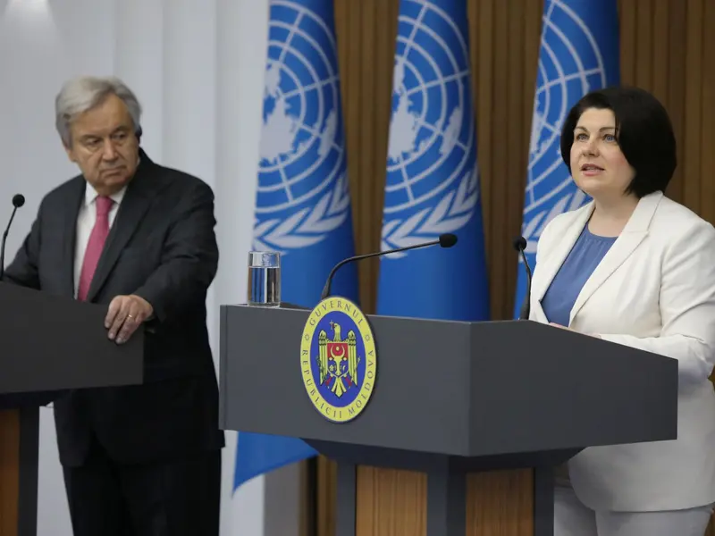 Antonio Guterres și Natalia Gavriliţă / Foto: agerpres.ro