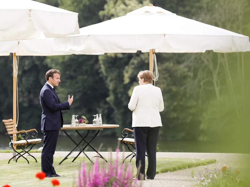 Angela Merkel și Emmanuel Macron, în iunie 2020 Foto: Facebook