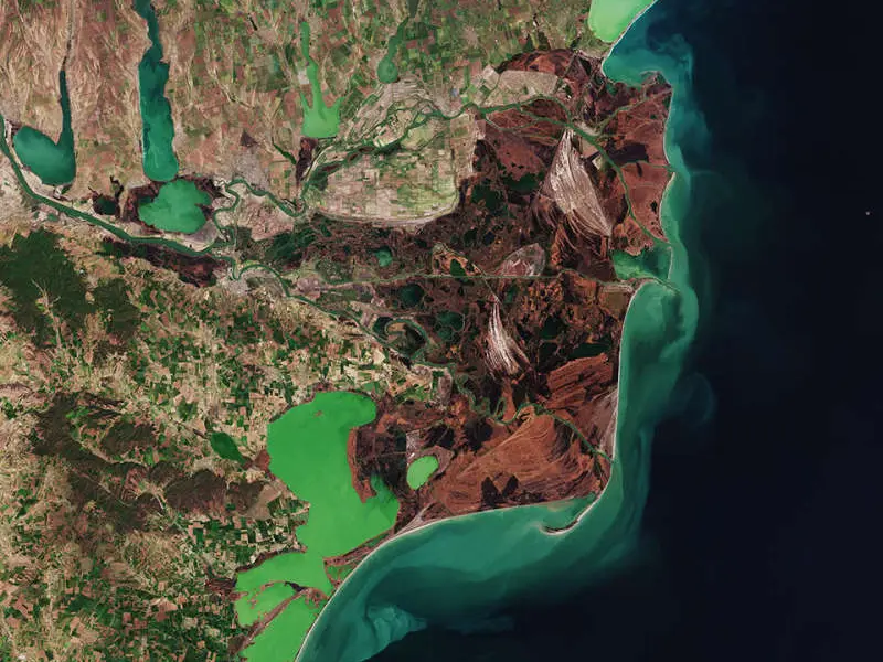 Delta Dunării, văzută prin obiectivul stateliților misiunii Copernicus Sentinel-2. / Foto: esa.int