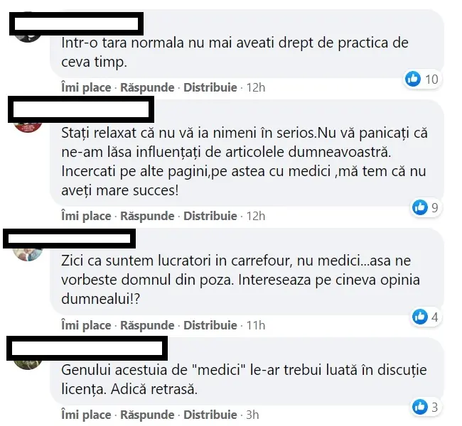 Câteva dintre mesajele primite de Astărăstoae de la medici. Sursa: Facebook