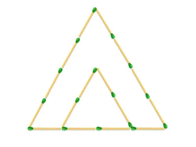 TEST DE INTELIGENȚĂ Mută două chibrituri pentru a forma trei triunghiuri. Ai doar 12 secunde - Foto: mindyourlogic.com