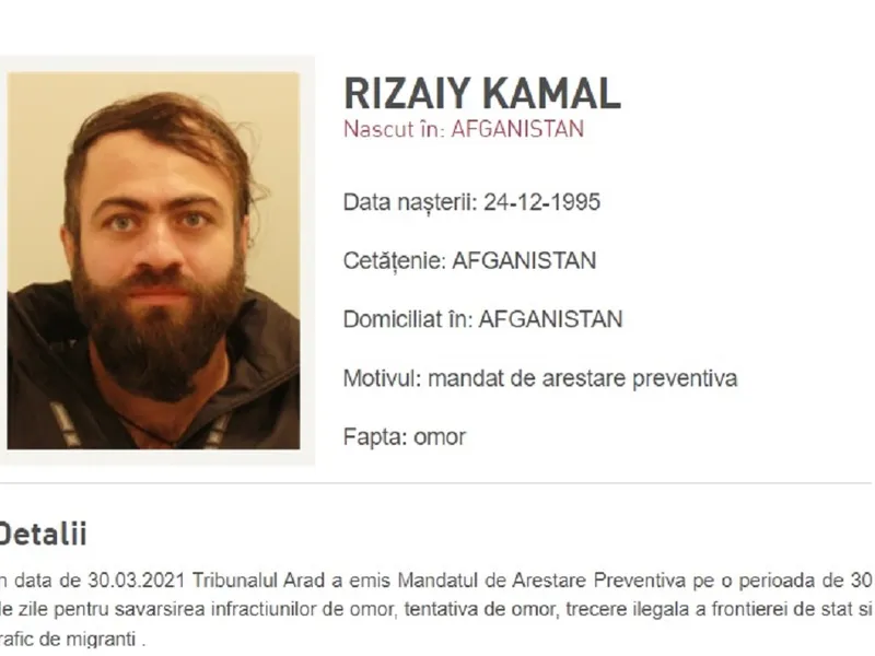 Rizaiy Kamal, afganul dat în urmărire pentru omor Foto: Poliția Română