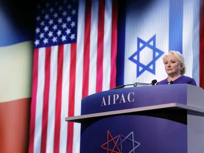 Premierul Dăncilă la conferința AIPAC, la Washington DC, unde a promis că va muta ambasada din Israel la Ierusalim Foto: Guv.ro