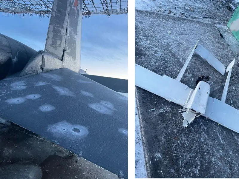 Aerodromul militar rusesc din Rostov, unde sunt ținute bombardierele Su-34, atacat cu drone - Foto: X/@loogunda