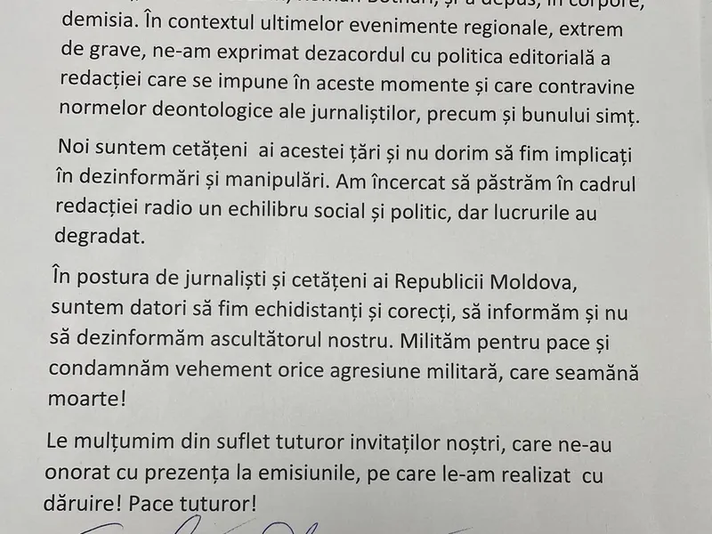 Demisia jurnaliștilor Sputnik Moldova / FOTO:  Facebook Andrei Porubin