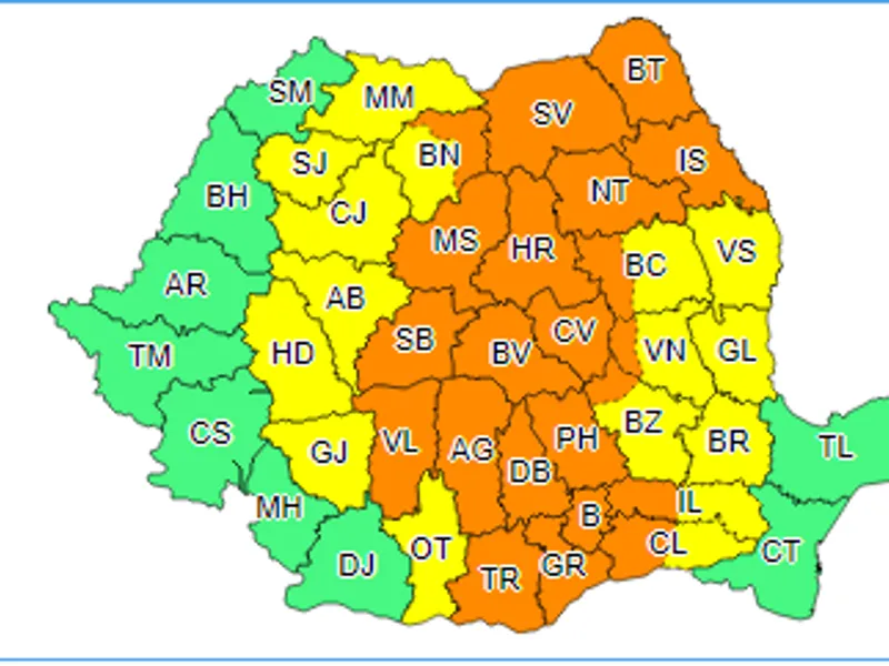 Bucureștiul și peste 20 de județe, sub Cod portocaliu de vijelii şi de precipitaţii. / Foto: ANM