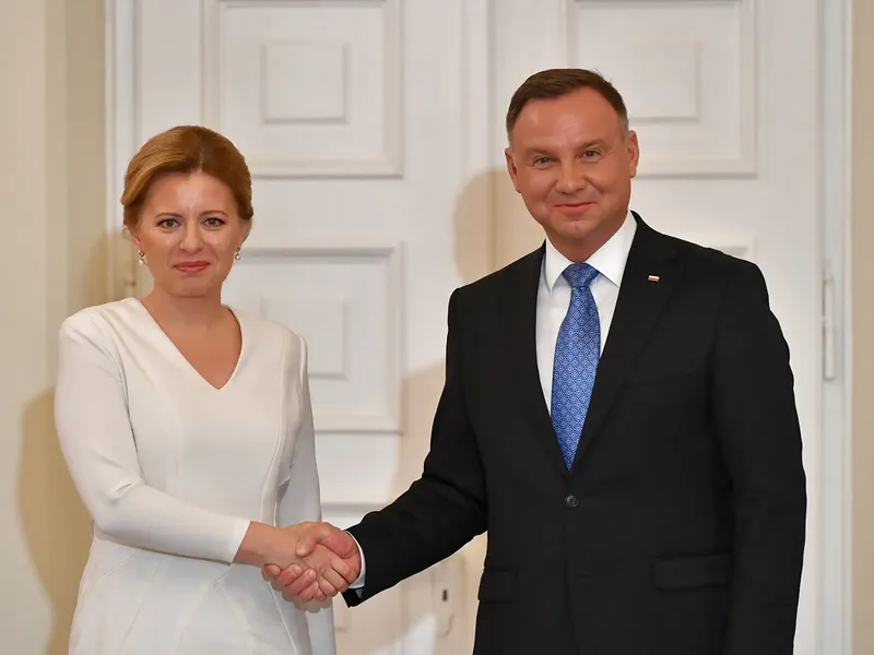 Preşedinta slovacă Zuzana Caputova şi omologul ei polonez Andrzej Duda. / Foto: polskieradio.pl