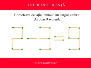 TEST DE INTELIGENȚĂ Corectează ecuația 2-3=9, mutând un singur chibrit. Ai doar 9 secunde - Foto: Colaj Newsweek