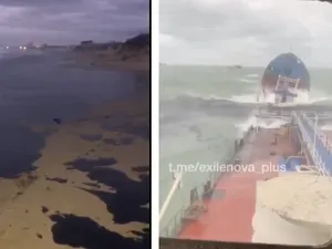 Alertă în Marea Neagră! Alt petrolier rusesc, prins în furtună, cere ajutor. Km de coastă, poluate - Foto: X - Captura foto