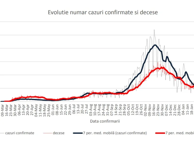 Evoluția cazurilor noi și a deceselor. Sursa: INSP