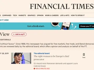 Financial Times, susținere totală pentru Kovesi/FOTO: ft.com