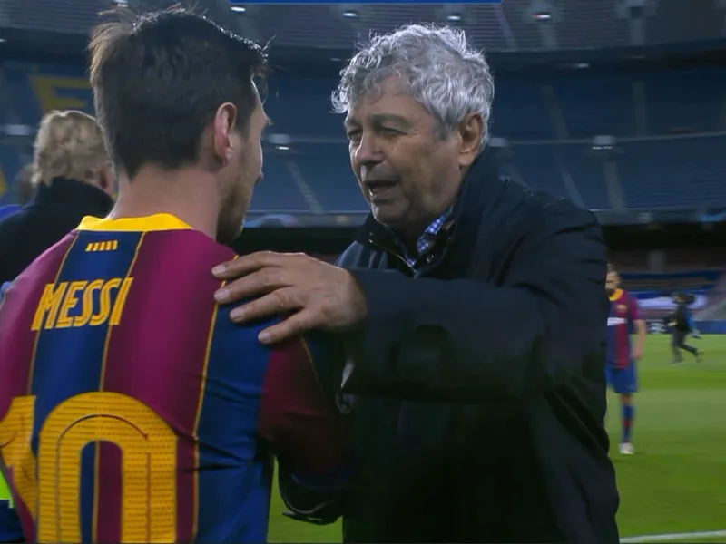 Mircea Lucescu și Messi/FOTO: digisport.ro