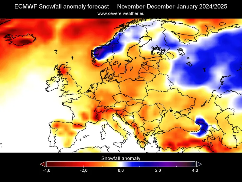 Primele predicții despre iarna 2024/2024: Vortex Polar mai slab, de la tricou la căciulă - Foto: severe-weather.eu