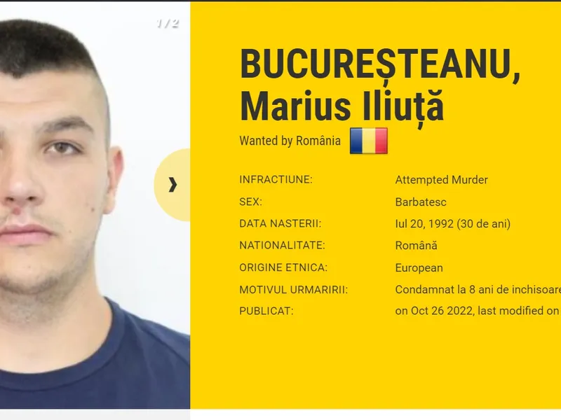 Marius Iliuţă Bucureşteanu se află pe lista Most Wanted Europa Foto: eumostwanted.eu