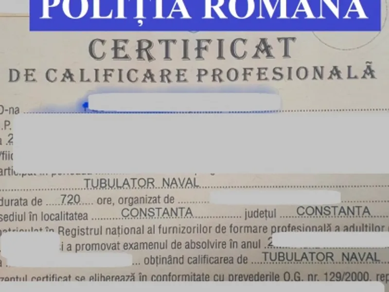 Gruparea vindea diplome de studii false cu câteva mii de lei/FOTO: politiaromana.ro