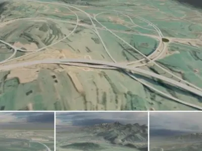 Primii 17,6 km ai autostrăzii Sibiu-Făgăraş, construiți de o firmă turcească după 8 ani de chin - Foto: Facebook/Sorin Grindeanu/colaj