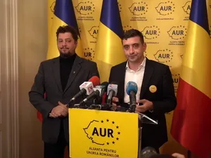 Claudiu Richard Târziu și George Simion, șefii AUR. Sursa foto: Captură video Facebook