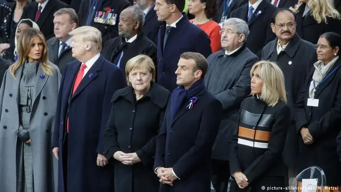 Lideri occidentali (Trump, Merkel, Macron) la Paris, la Centenarului sfârşitului Primului Război Mondial