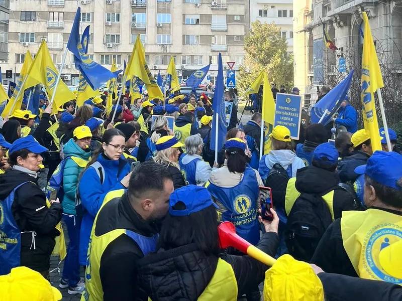 Sindicatele din Sănătate au ieșit din nou în stradă Foto: Federația “Solidaritatea Sanitară” din România