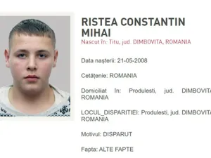 Un adolescent este dispărut de 4 luni, după ce a plecat de acasă. Poliția îl caută cu disperare - Foto: Politie Romana (imagine cu rol ilustrativ)