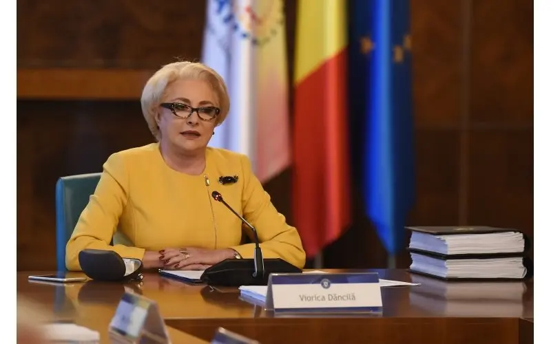 Premierul Dăncilă, lecturând obișnuitul discurs care precede ședința de guvern Foto: Guvernul României