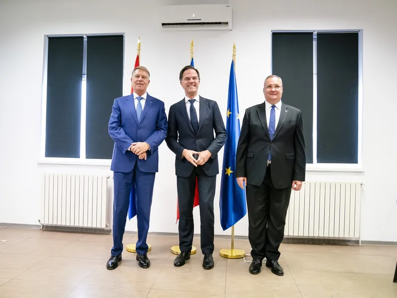 Premierul Regatului Ţărilor de Jos, Mark Rutte, Președintele Klaus Iohannis și Premierul Nicolae Ciucă