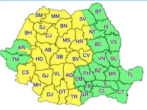 Județele afectate de vijelii, conform ANM/FOTO: meteoromania.ro
