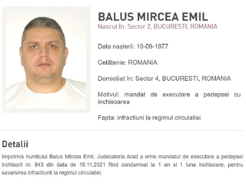 Mircea Nebunu este urmărit în continuare de Poliția Română Foto: Poliția Română