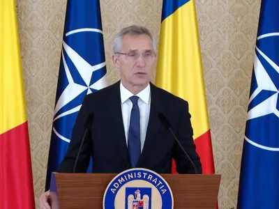 Secretarul general al NATO, Jens Stoltenberg, la București. / Foto: captură video