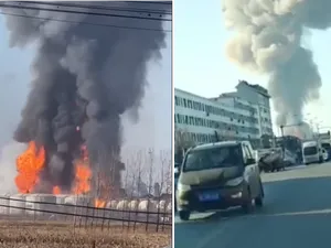 Explozie uriașă la o uzină chimică chineză. Doi oameni au murit și alți 12 sunt dispăruți - FOTO: Captura YouTube