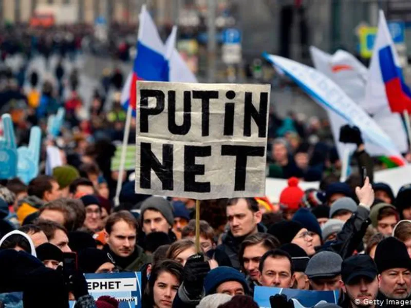 Protest împotriva cenzurii online în Rusia/FOTO: Getty