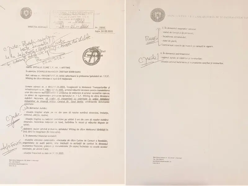 Prin această adresa a fost solicitat transferul de date persoanle de la Spitalul Witting la Spitalul Militar Central Foto: NWR