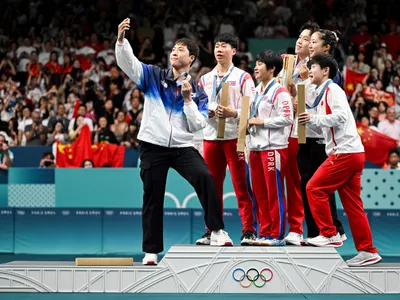 Sportivii nord-coreeni de la Paris 2024, pedepsiți de Kim Jong-Un pentru că au zâmbit într-un selfie - Foto: Profimedia images