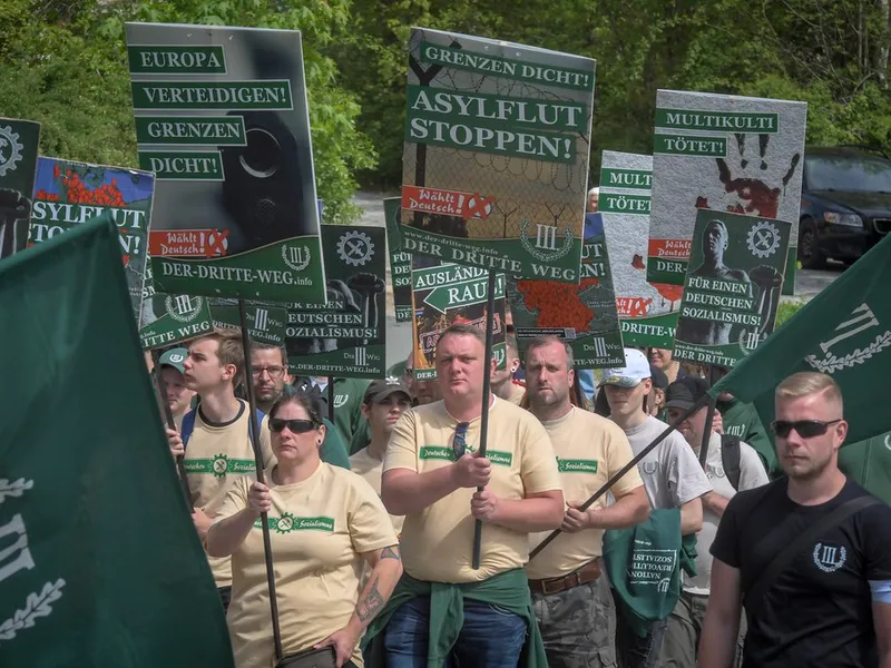 Protest neonazist în Munchen, Germania/ FOTO: Thomas Witzgall