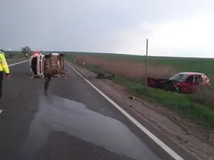 Accidentul s-a produs pe DN 1 (E60), în afara localităţii Copăceni - Foto: ISU Cluj