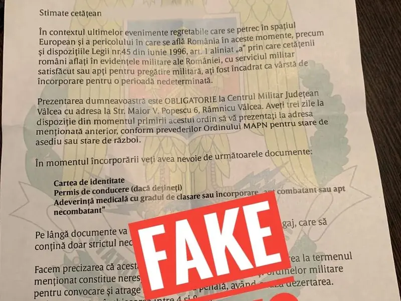 Au început să circule ordine de încorporare false cu antet MApN/foto: MApN