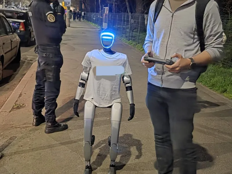 Cum a ajuns un robot la mitingul ”EuRo Manifest” din Piața Victoriei? Ce făcea acolo de fapt? - Foto: Jandarmeria