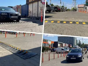 Dispozitive de tăiat cauciucurile în parcarea unui centru comercial din Iași. / Foto: BZI Iasi, Facebook