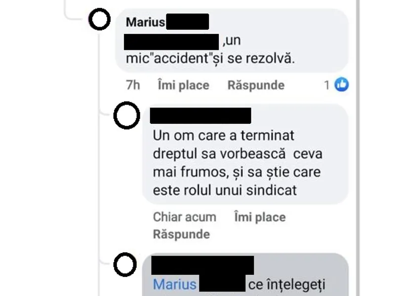 Captură a unui mesaj în care Ion Rădoi susține că este amenințat cu moartea. Numele au fost acoperite de redacție.